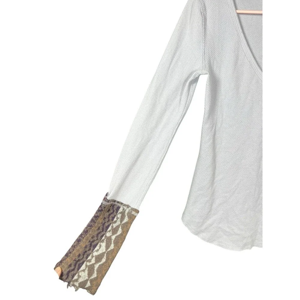 Free People Kombucha‎ Thermal L Lavender Purple Crochet Cuff Top Elena Gilbert